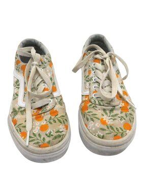 Vans Kids Shoes Size 1 Orange Fruit Print Canvas Lace Up Sneakers Cottagecore